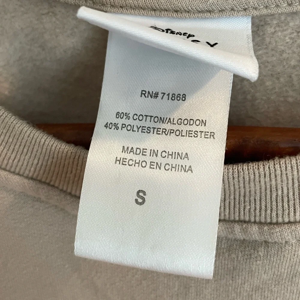 Disney Graphic Crop Sweatshirt Minnie & Micky Mouse Tan/Pink Small - Picture 7 of 7